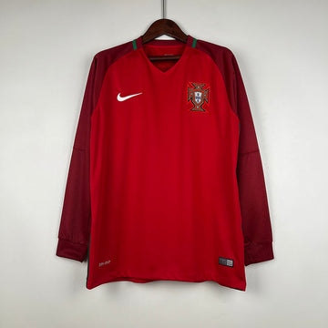 Camiseta Portugal Retrô 2016 Manga Longa Vermelho
