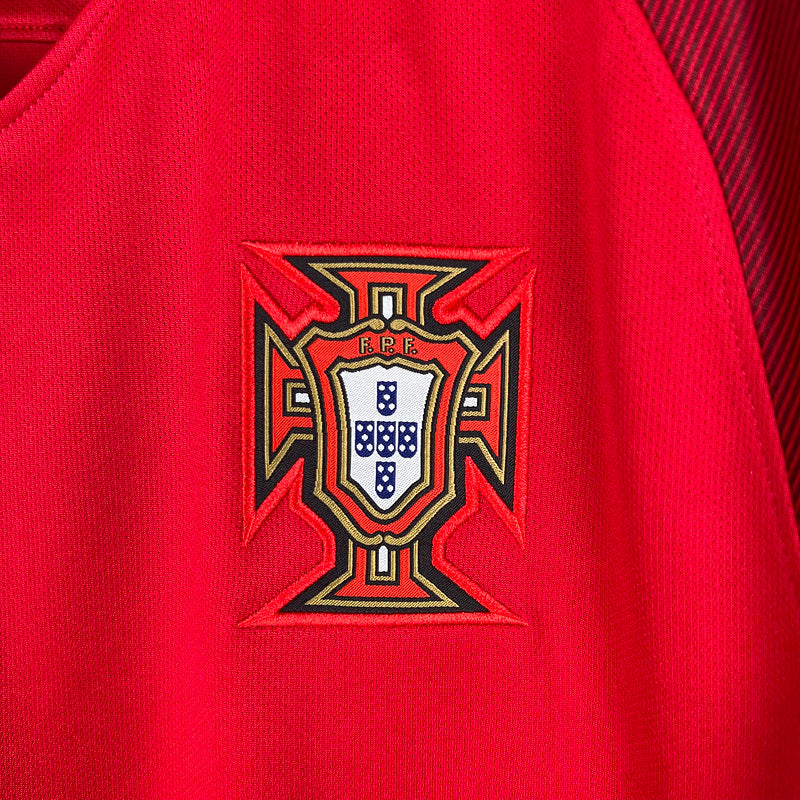 Camiseta Portugal Retrô 2016 Manga Longa Vermelho